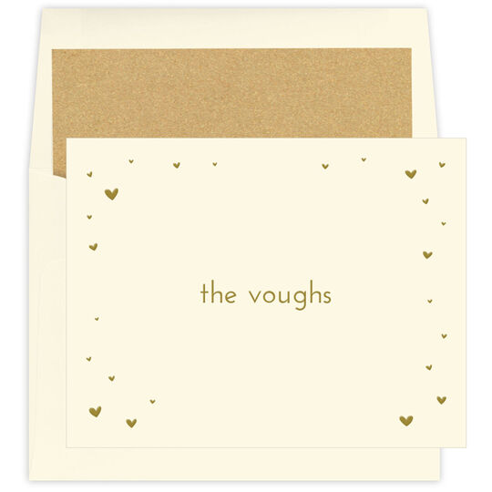 Hearts Scatter Folded Note Cards - Raised Ink